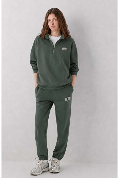 Mavi M1010757 Women's Sweatpants with Logo Print Green