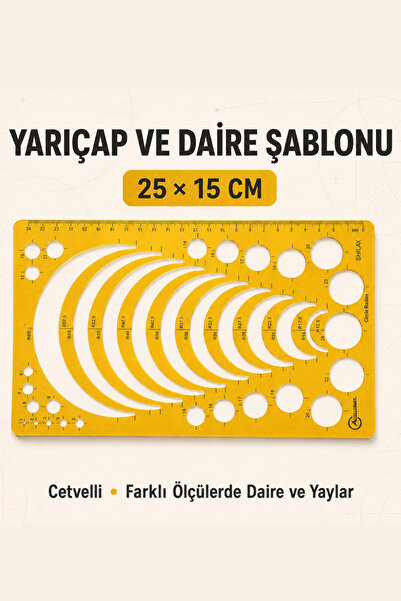Artscholar Yarıçap ve Daire Çizim Şablonu 25*15cm