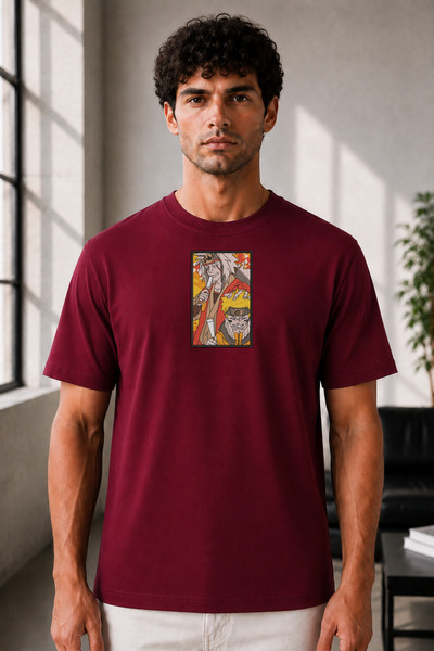 FAUNION Unisex Oversize Naruto Shippuden Jiraiya Embroidered Anime T-Shirt 10...