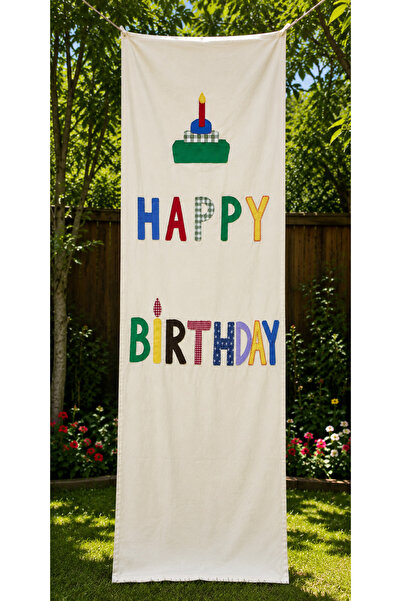 Minia DİKİŞLİ HARFLER Happy Birthday Kumaş Doğum Günü Pankartı – Patchwork Ha...