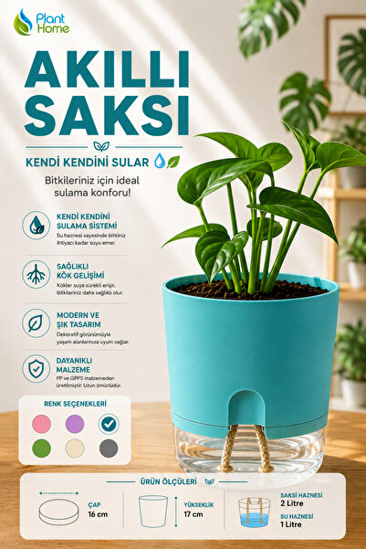 plant-home Akıllı Saksı Kendini Sulayan Saksı Otomatik Sulama Sistemli Su Haz...