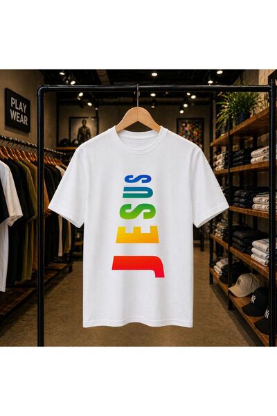 playwear Μπλουζάκι με στάμπα Jesus, 100% βαμβακερό, Oversize, Loose Regular F...
