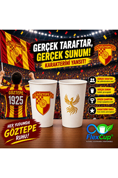 Göztepe Spor Klubü Taraftar Baskılı 7 Oz Karton Bardak 1000 Adet