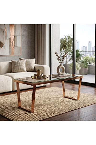 Al Hadaya Mall Rectangular Entrance Table with Glass Top - Stainless Steel - ...