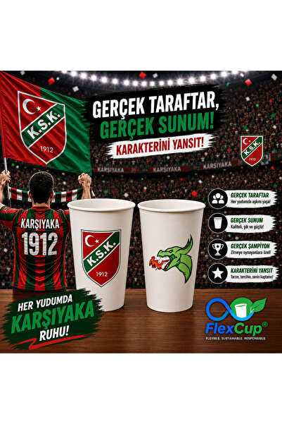 Karşıyaka Spor Klübü Taraftar Baskılı 7 Oz Karton Bardak 500 Adet