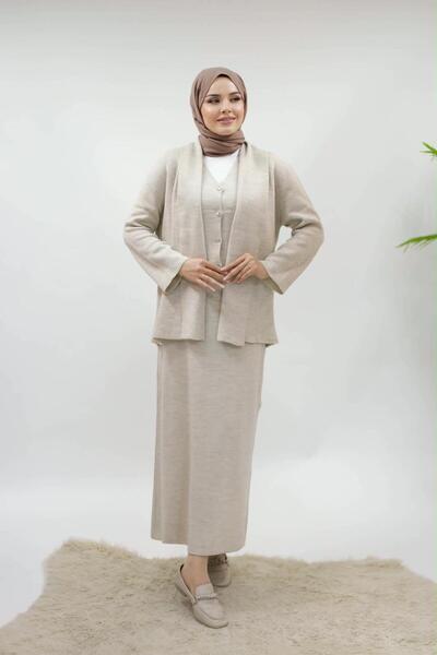 AXXAN Women's Hijab Skirt Set, 3-Piece Set, Buttoned Vest, Skirt and Cardigan...
