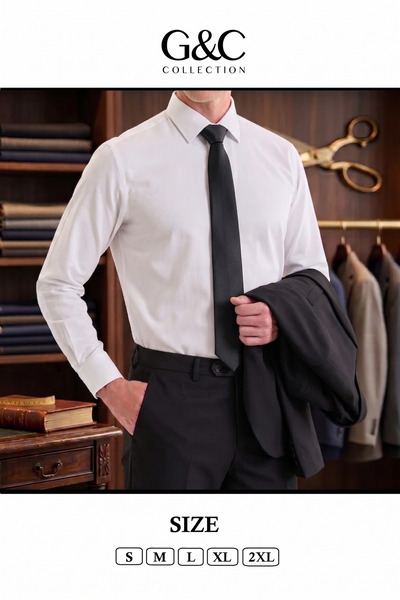 STYLE G&C COLLECTION Cămașă albă slim fit pentru bărbați
