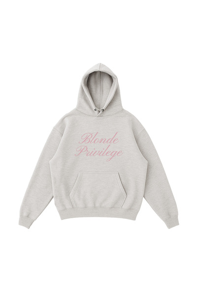WHITE OF CREATIVE Kadın Blonde Privilege Yazılı Baskılı Oversize Hoodie 3 İpl...