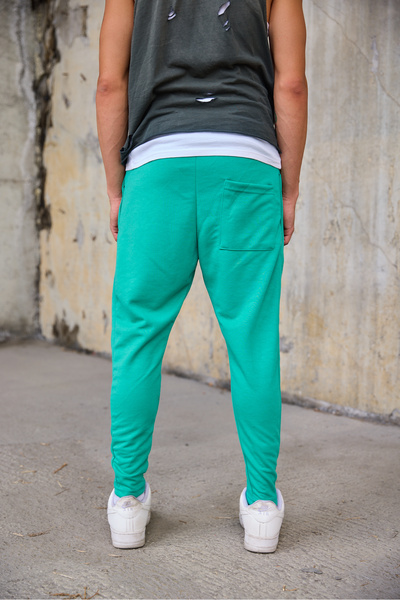 Superbluemexico Men's Elastic Waist Carrot Pants