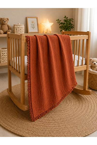 COOLMINIES 100% cotton 4-layer tasseled muslin baby blanket, multi-purpose mu...