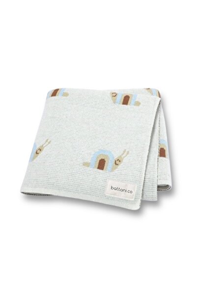 Battani.Co Knitted Baby Blanket for Girl and Boy Ecru Snail 90cm X110Cm