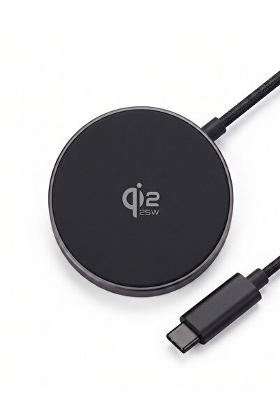 Başkenttekno 25W Qi2 Manyetik Hızlı Kablosuz Şarj Pedi - iPhone M-Safe & Andr...