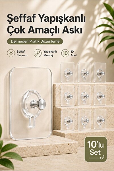 Monteor Transparent Adhesive Wall Screw Mounting Hanger Without Drilling, Set...