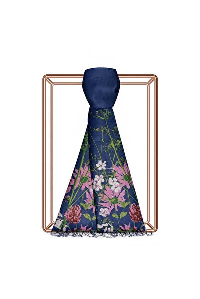 ipekevi Hanging Spring Pattern Shawl 09432-Navy Blue