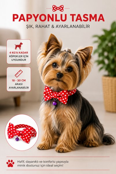 Cocopet Papyonlu Köpek Boyun Tasması Kırmızı Puan Desenli 4 kg a kadar Küçük ...