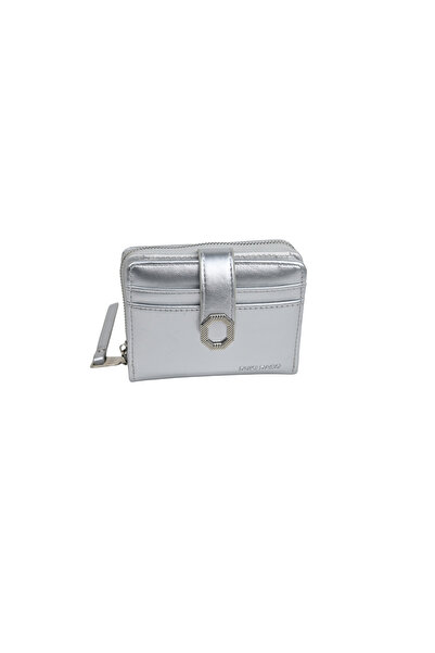dukidasoturkiye Duki Daso Silver Women's Wallet with Buckle Detail, Snap Fast...