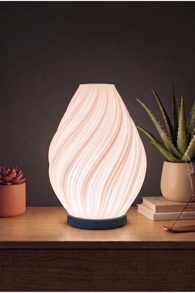 Lumense Od Estetik Dalga Formlu Modern Dekoratif Gece Lambası ve Abajur - Gec...