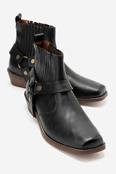 by selvi Lukka Shoes Bert Men's Black Faux Leather Cowboy Dallas Western Boot...