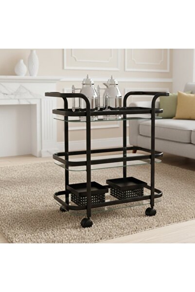 Al Hadaya Mall Elegant and Modern Stainless Steel and Glass Serving Cart - 3 ...