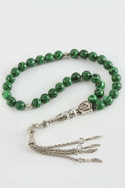 HOŞGÖR ACCESSORIES Malachite Natural Stone Prayer Beads 8 mm