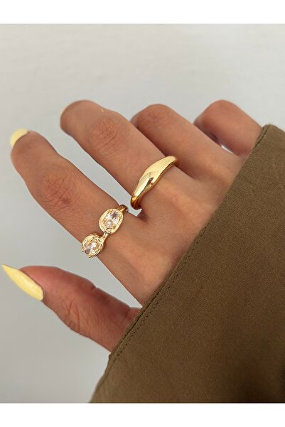 Lavian Accessories 2’li Fari Gold Yüzük Seti
