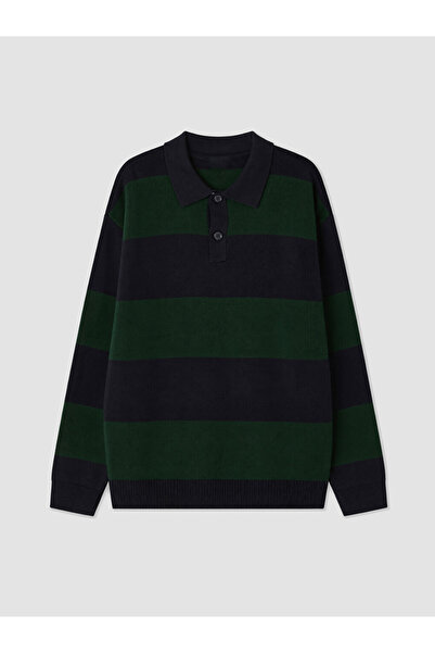 LC Waikiki Pulover tricotat pentru băiat cu guler polo în dungi