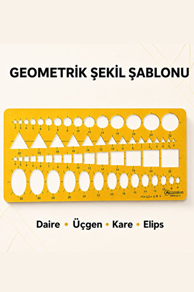 Artscholar Karışık Geometrik Şekiller Çizim Şablonu (Daire,Üçgen,Kare,Elips) ...