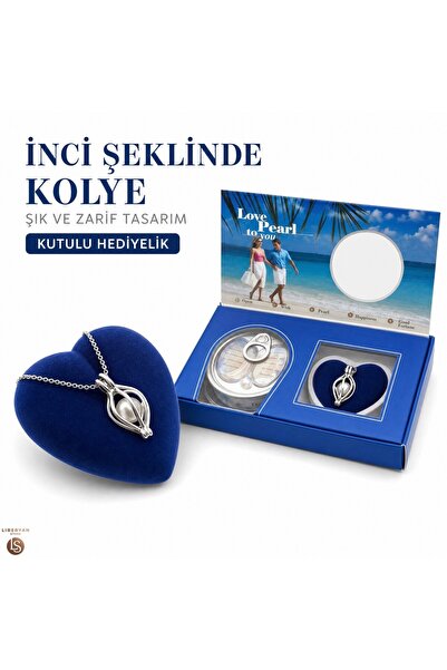 Liberyan Gerçek İstiridye İncili Kolye Hediye Seti – Kalp Kadife Kutulu Love ...