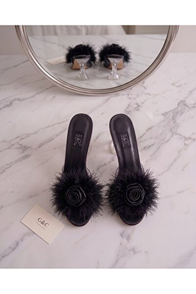 STYLE G&C COLLECTION Bridal Slippers / Dowry Slippers / Daily Black Rose Heel...