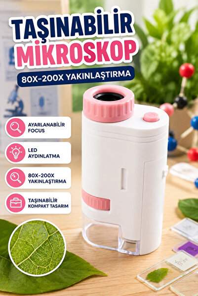 canrodi Educational Portable Led Microscope 80X-200X Adjustable Focus Zoom