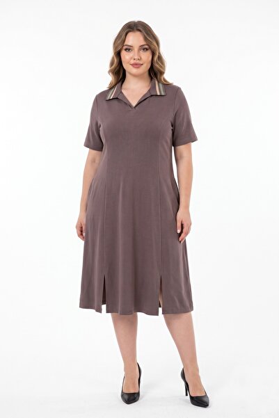 wearon tekstil Γυναικείο φόρεμα με λαιμόκοψη πόλο και κοντό μανίκι από λύκρα ...