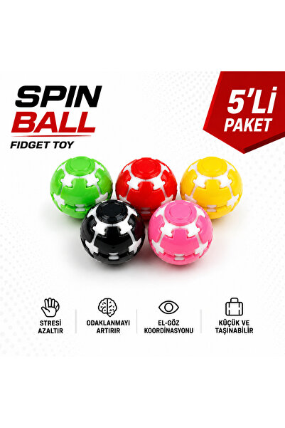 Genel Markalar Spin Ball 5'li Paket Dönen Stres Topu Fidget Oyuncak Karışık Renk