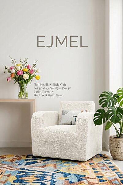 EJMEL Jacquard Fabric Stain-Resistant Washable Single Person Flexible Sofa Co...