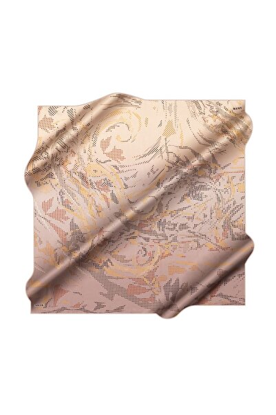 Aker Tivil Silk Scarf 9013713 - 931 Dark Mink Geometric Pattern