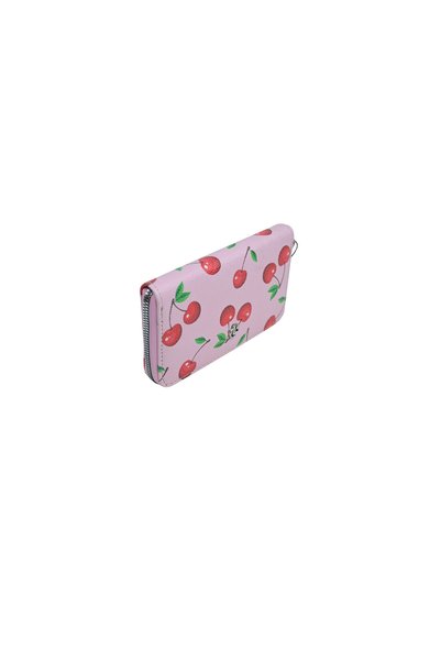 dukidasoturkiye Duki Daso Pink Cherry Patterned Women's Wallet with Wrist Strap, Zipper, Multi-Compartment Card Holder |   Summer N4345 P