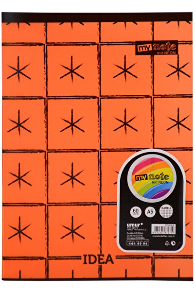 Mynote TEXT NEON DEFTER A5 60 YP KARELİ SPİRALSİZ MYN4102-KKARIŞIK 1 ADET