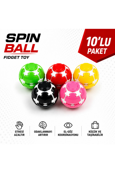 Genel Markalar Spin Ball 10'lu Paket Dönen Stres Topu Fidget Oyuncak Karışık ...