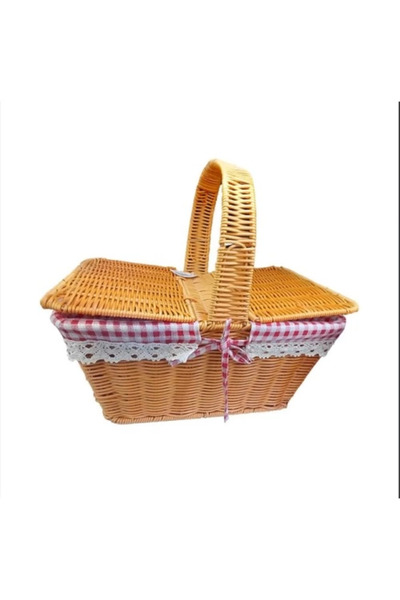 Generic Brand Wicker Picnic Basket with Lid