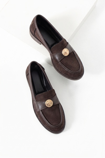 HVZ Exclusive Brown Suede Women's Casual Comfortable Ergonomic Mary Janes Shoes