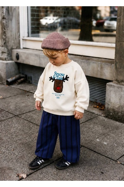Patriko Boys and Girls 3-Thread Autumn Deer Sweatshirt and Striped Pants Set ...