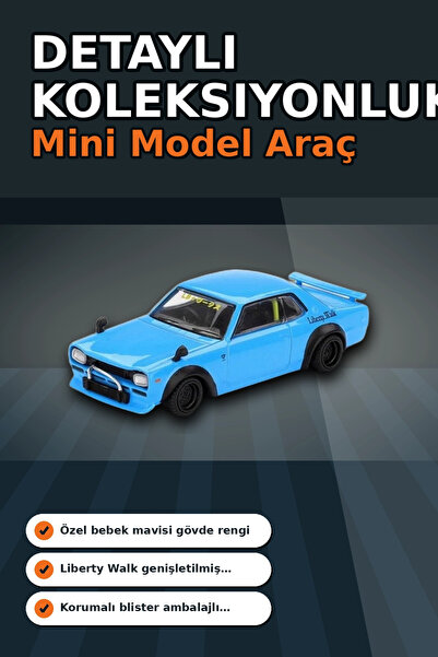 Mercansa 1/64 Scale Nissan Lbworks Hakosuka Baby Blue Diecast Model Car in Ha...