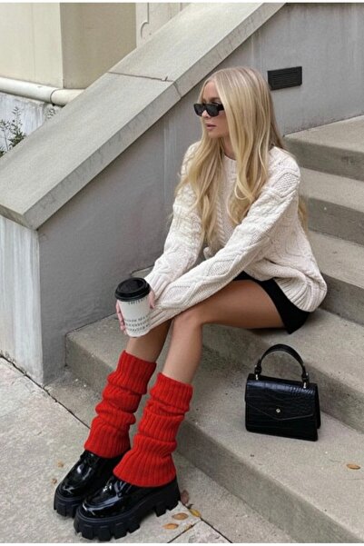 LUSHİGO Women's Knitwear Knitted Leggings Soft Textured Socks
