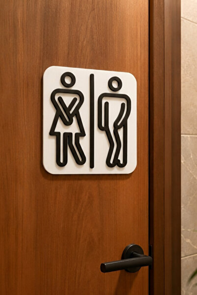 TUTACENTER Modern Plastic Wc Sink Sign Self Adhesive Toilet Door Direction Si...