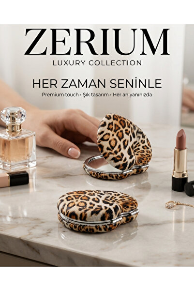 ZERİUM Katlanabilir Mini Kadın Makyaj Aynası Seyahat ve Çanta Tipi Suni Deri ...