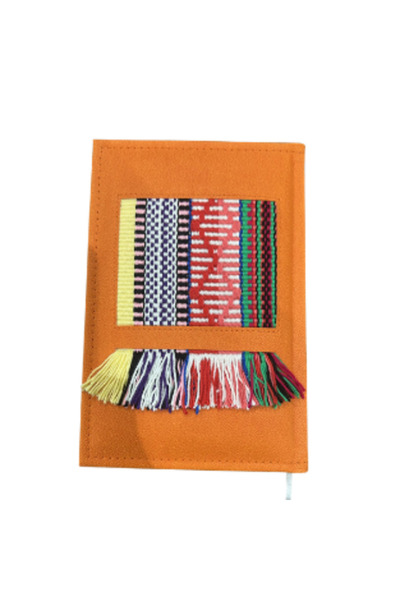 AMAD CRAFT Recycled Leather Notebook Decorated with Handmade Sadu