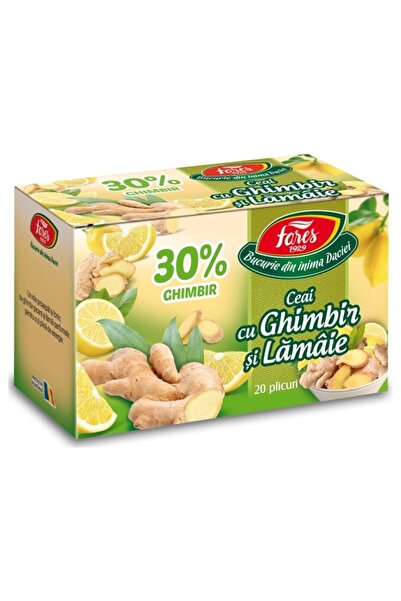 Fares Ceai cu ghimbir 30% lamaie 20 plicuri