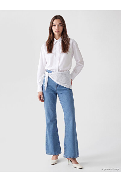LC Waikiki Beli Flare Women's Jean Pants with Scarf