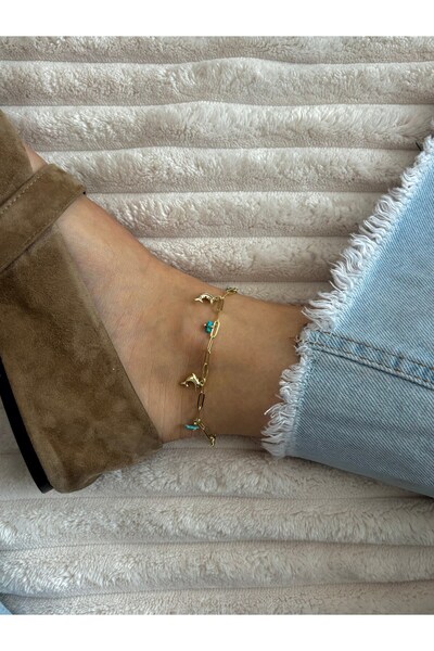 nunu takı Gold Anklet with Yunus Charm