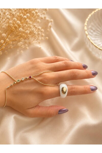 nunu takı White Gold Patterned Ring
