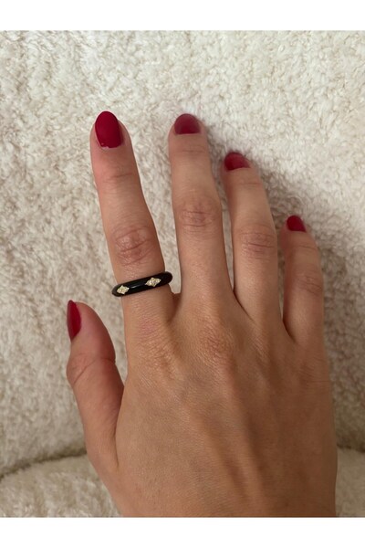 nunu takı Stone-Embellished Black Ring